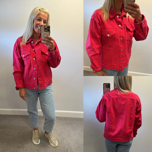 Next pink denim jacket brand new with tags size 14