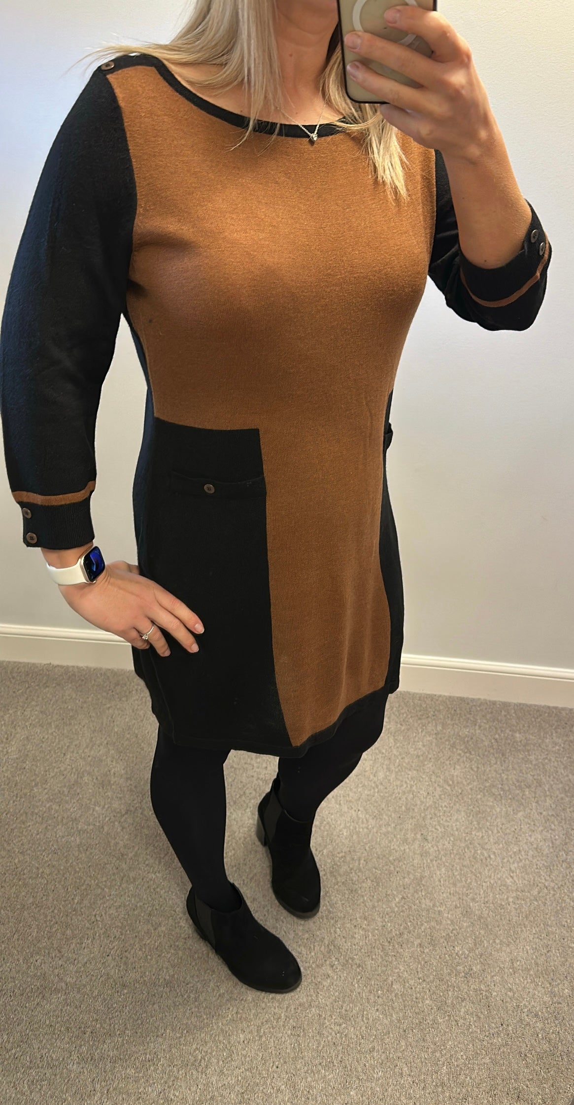 Wallis brown and black knit dress size L would fit upto size 18