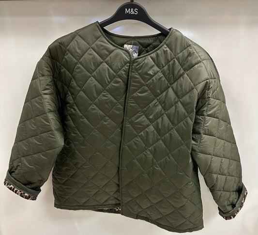 Khaki print quilted jacket One size fit upto size 18