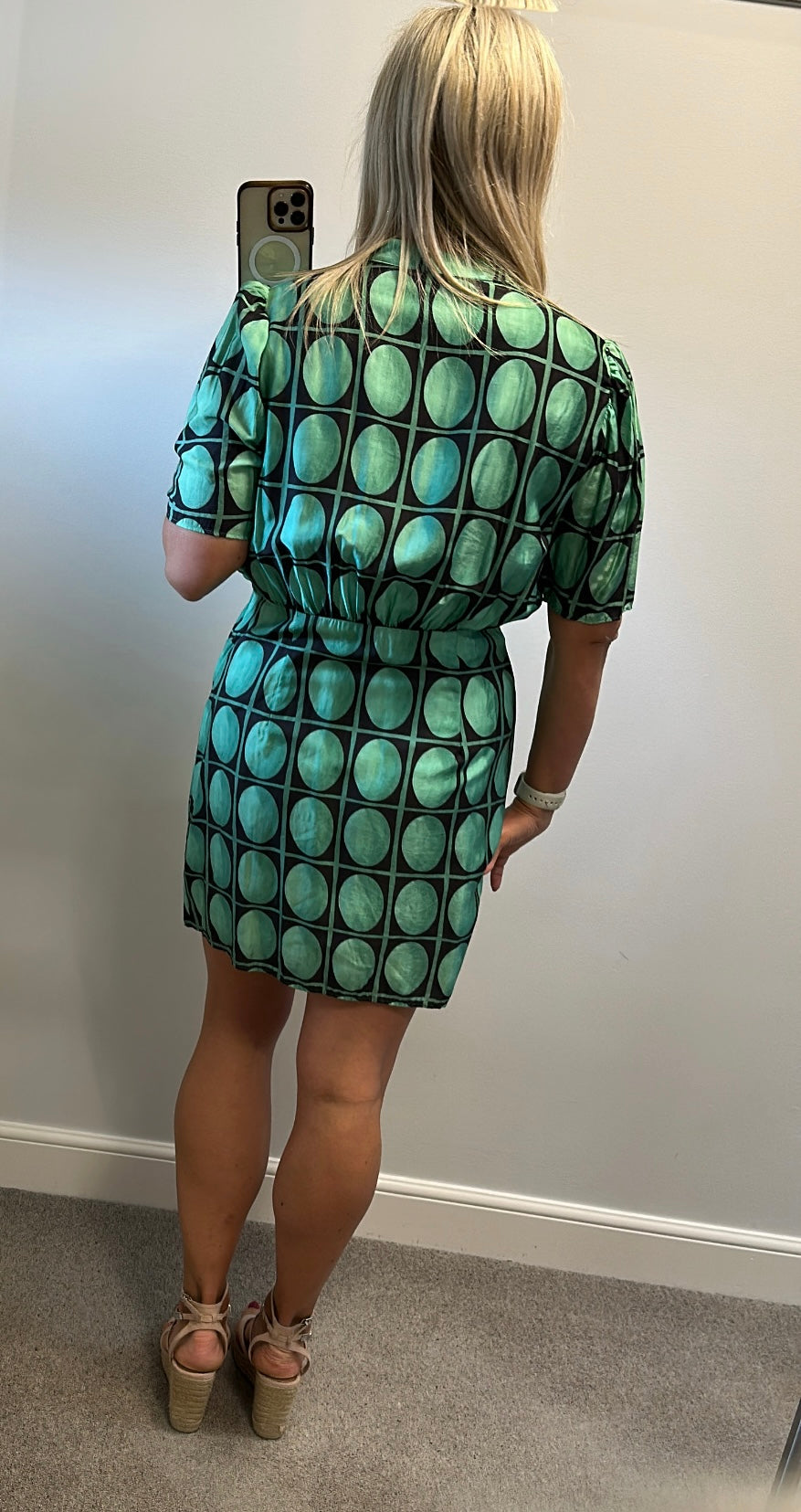 Zara green print dress size L would fit upto size 14