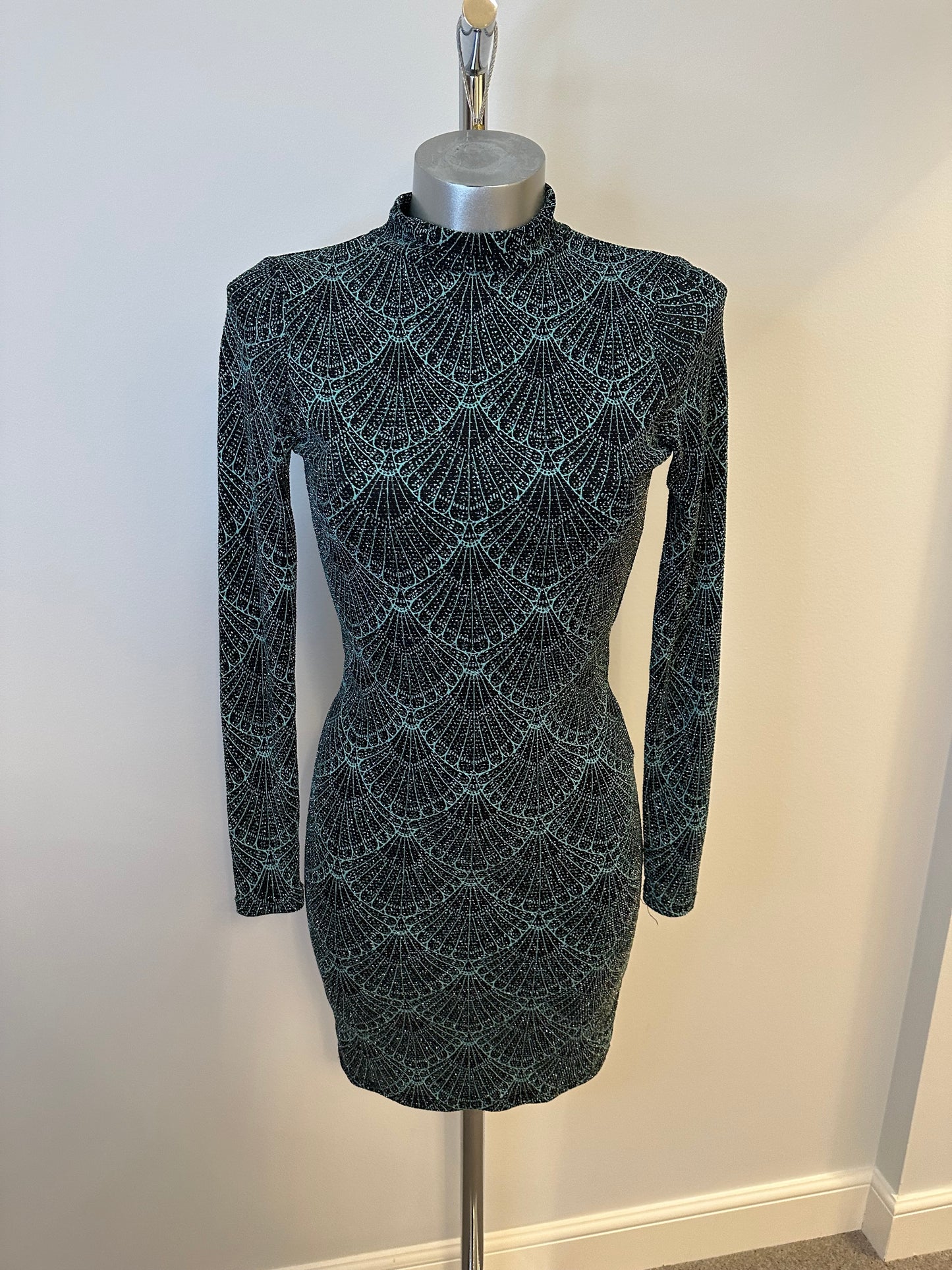 River island black and turquoise/ green shimmer dress size 10