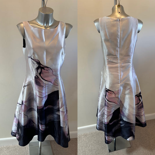 Roman silver grey floral dress size 12