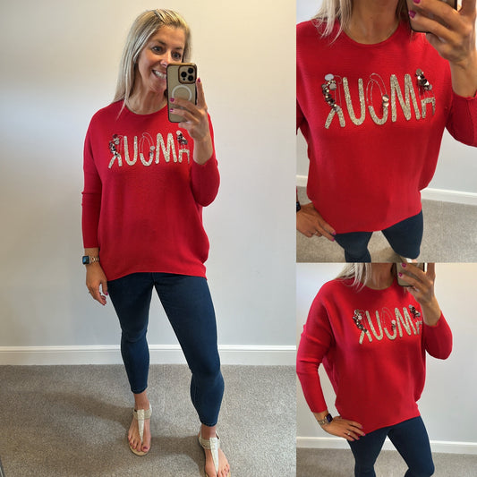 Amour red jumper one size would fit upto size 16