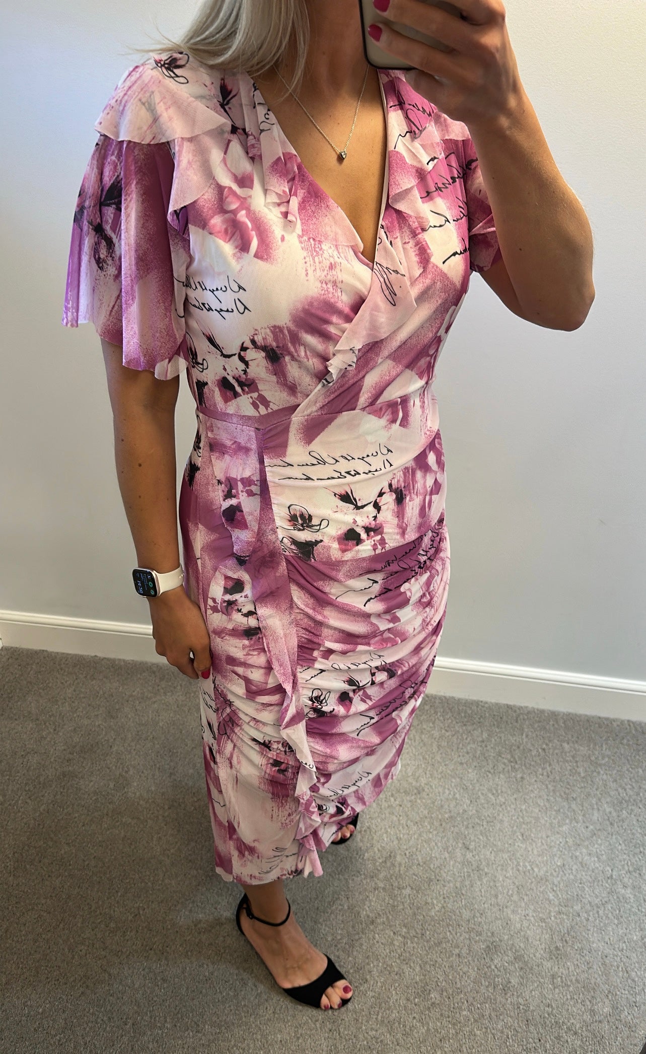 River island purple print midi dress size 14