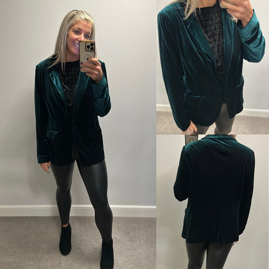 Dorothy Perkins green velvet blazer size 16 brand new with tags