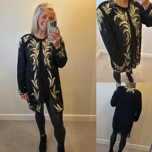 Fashion extra black sequin top / jacket would fit upto size 16