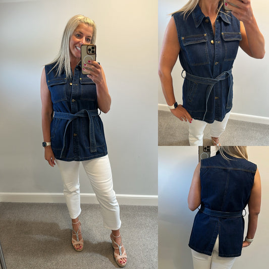 Win Keelin cotton dark denim top size L would fit upto size 14 brand new without tags
