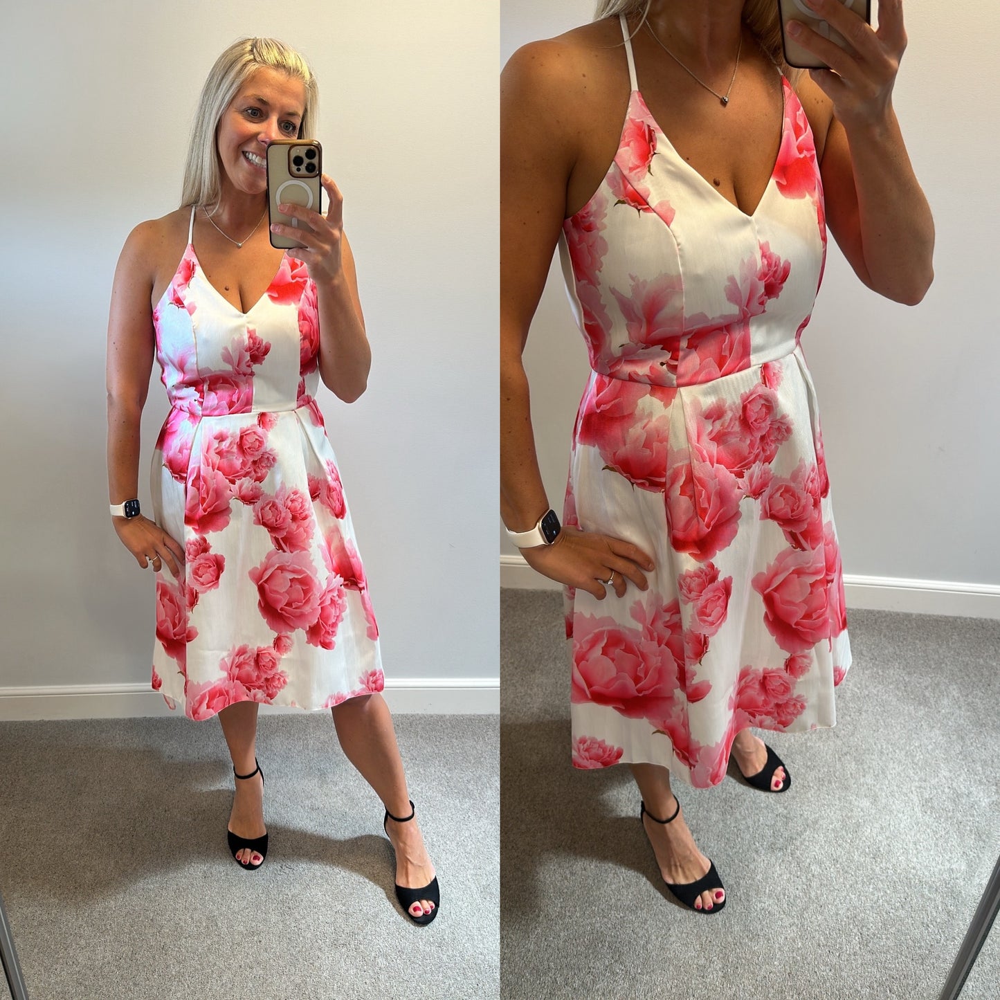 Luxe white and pink floral dress size 12