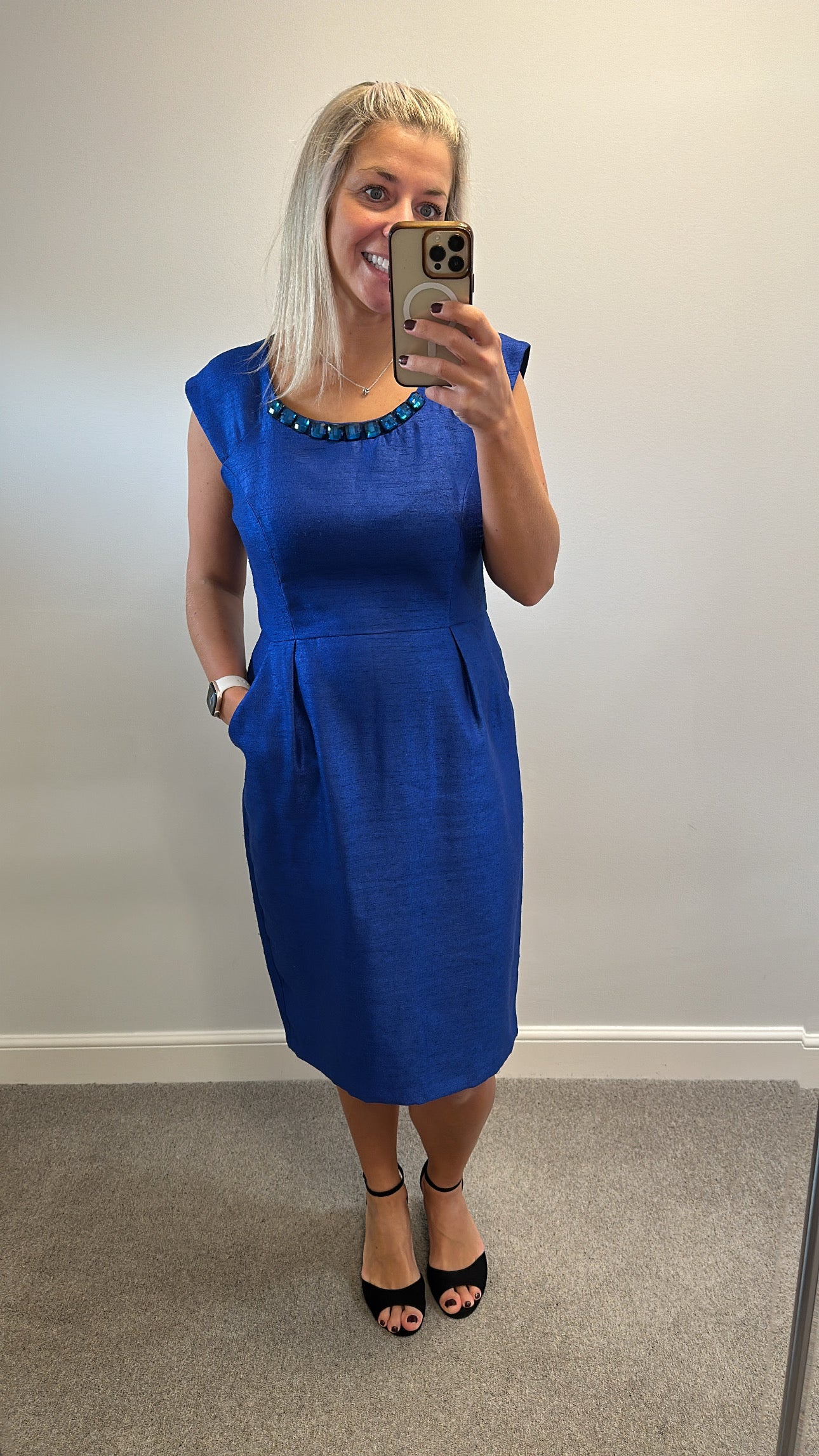 Michaela Louisa blue beaded collar dress and bolero size 16