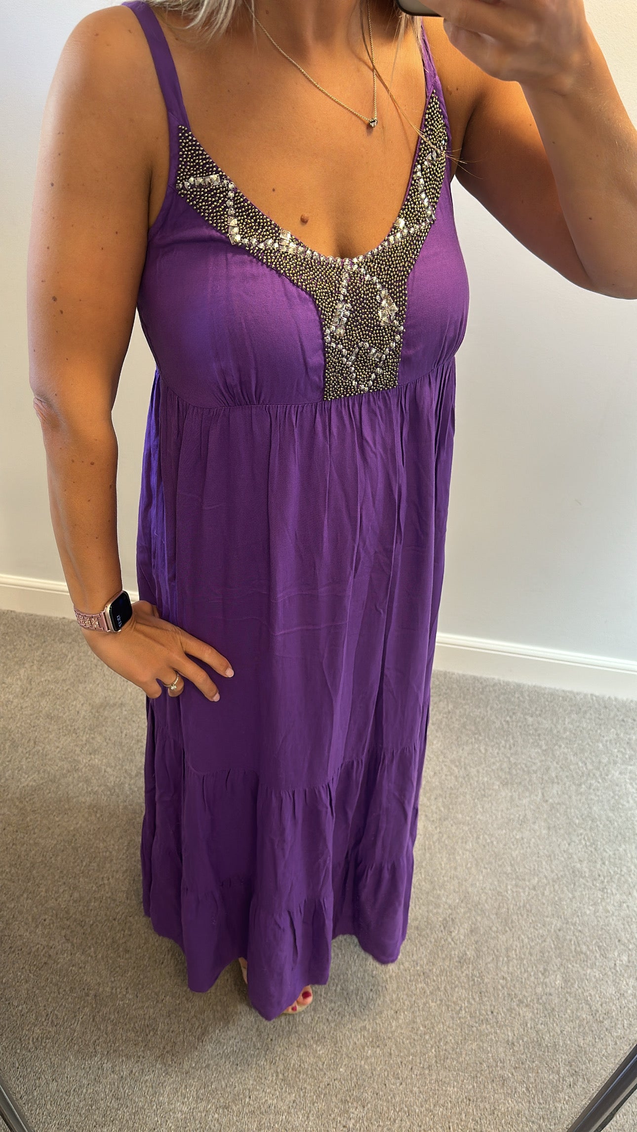 Riviera purple embellished maxi dress size 16