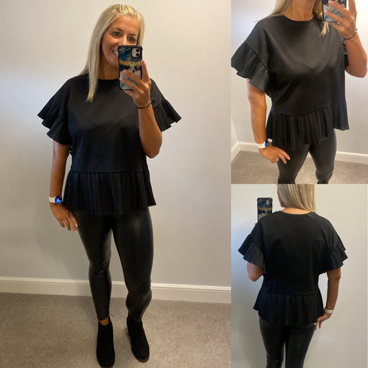 River island black ruffle top size 16