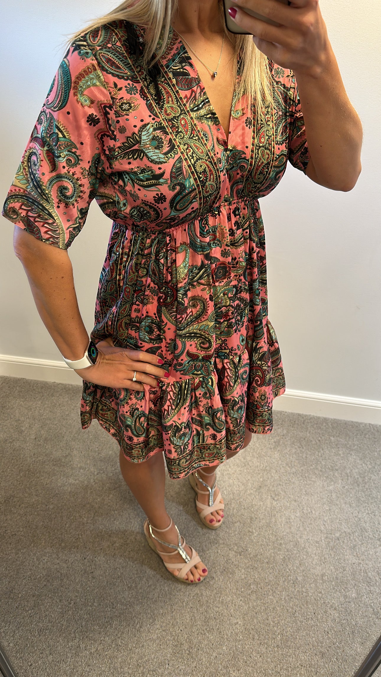 Made with love pink paisley print dress one size fitting upto size 14