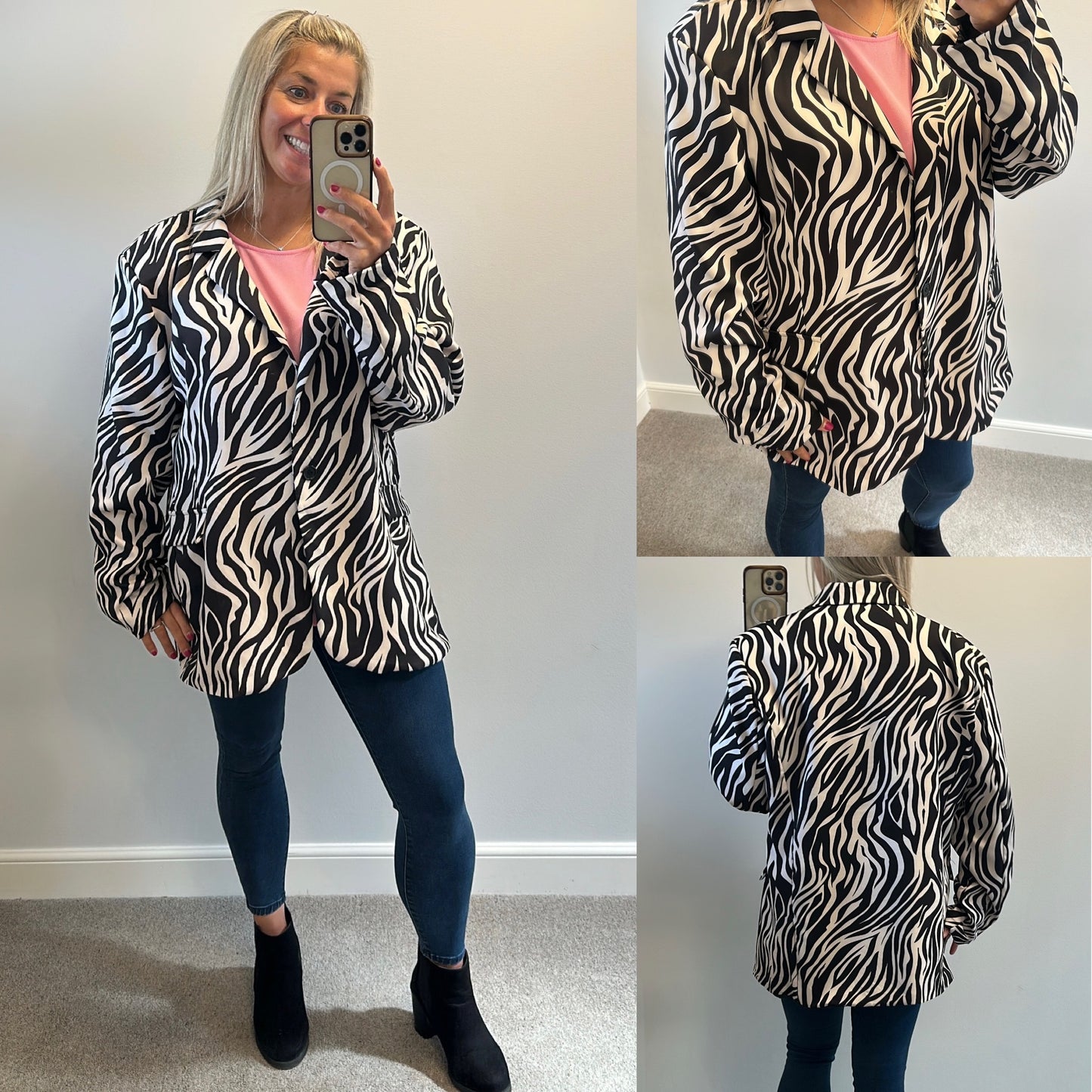 Milanzi black and white print blazer size XL would fit 16 - 20
