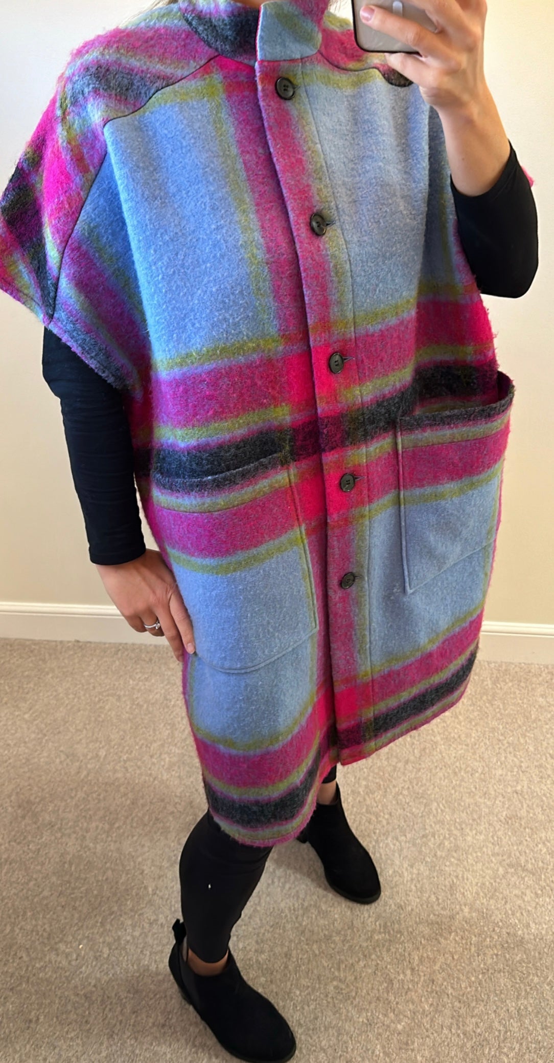 Beautiful tartan wool poncho / jacket worn once