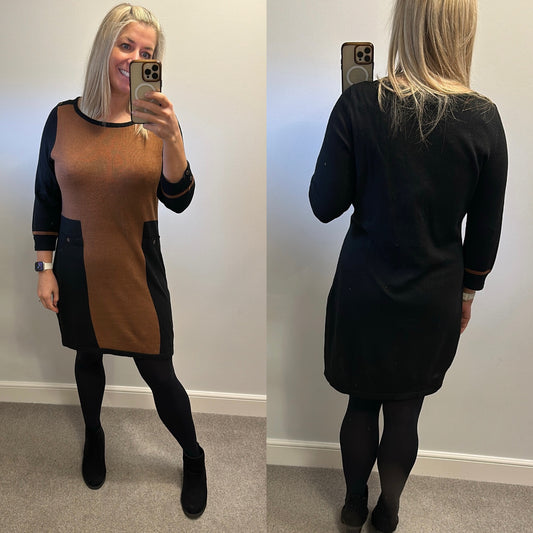 Wallis brown and black knit dress size L would fit upto size 18