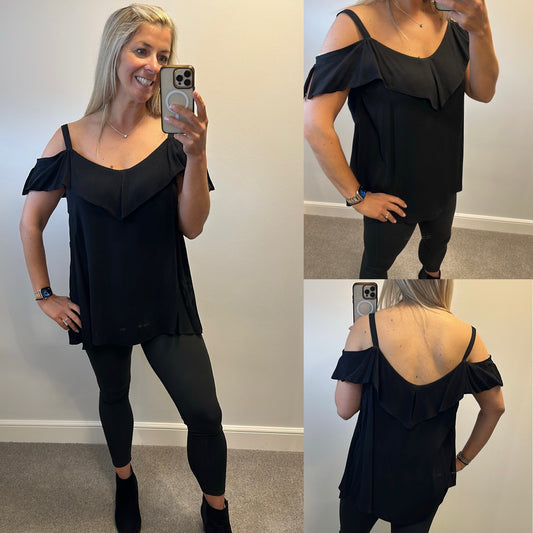 Monsoon black cold shoulder top size 16 brand new with tags