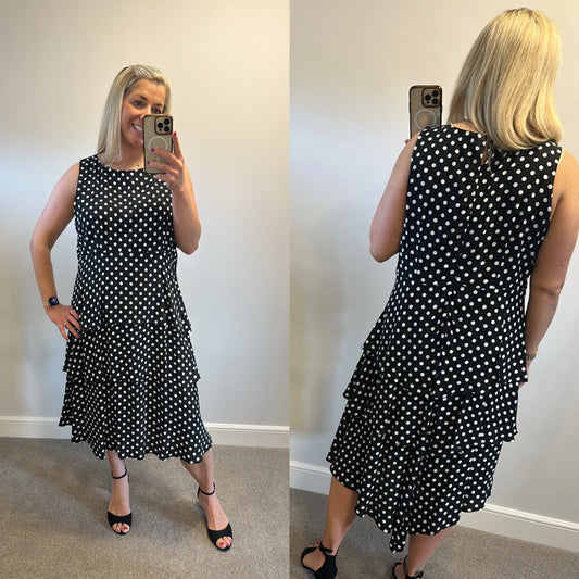 Wallis black polka dot dress size 18 brand new with tags