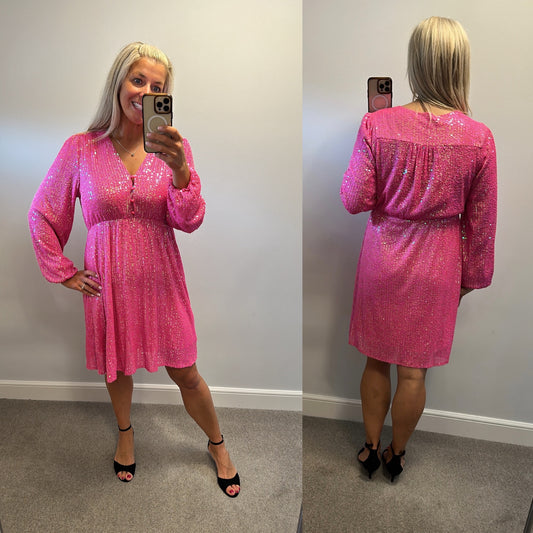 Girl in mind pink sequin dress size 14 brand new with tags