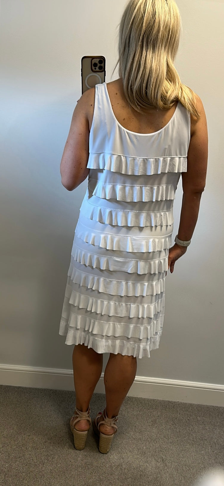 Alparadise white embellished ruffle dress size XL would fit upto size 18