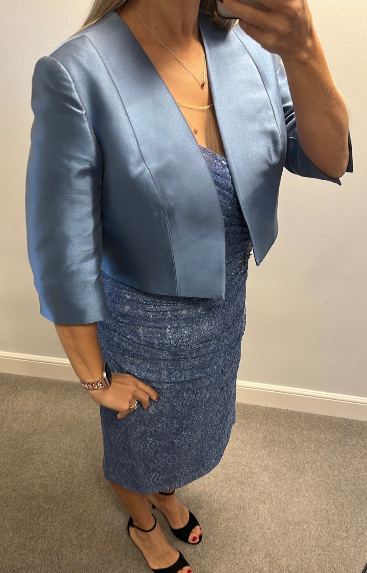 John Charles cornflour blue jacket embellished dress and jacket size 18 brand new with tags RRP £799