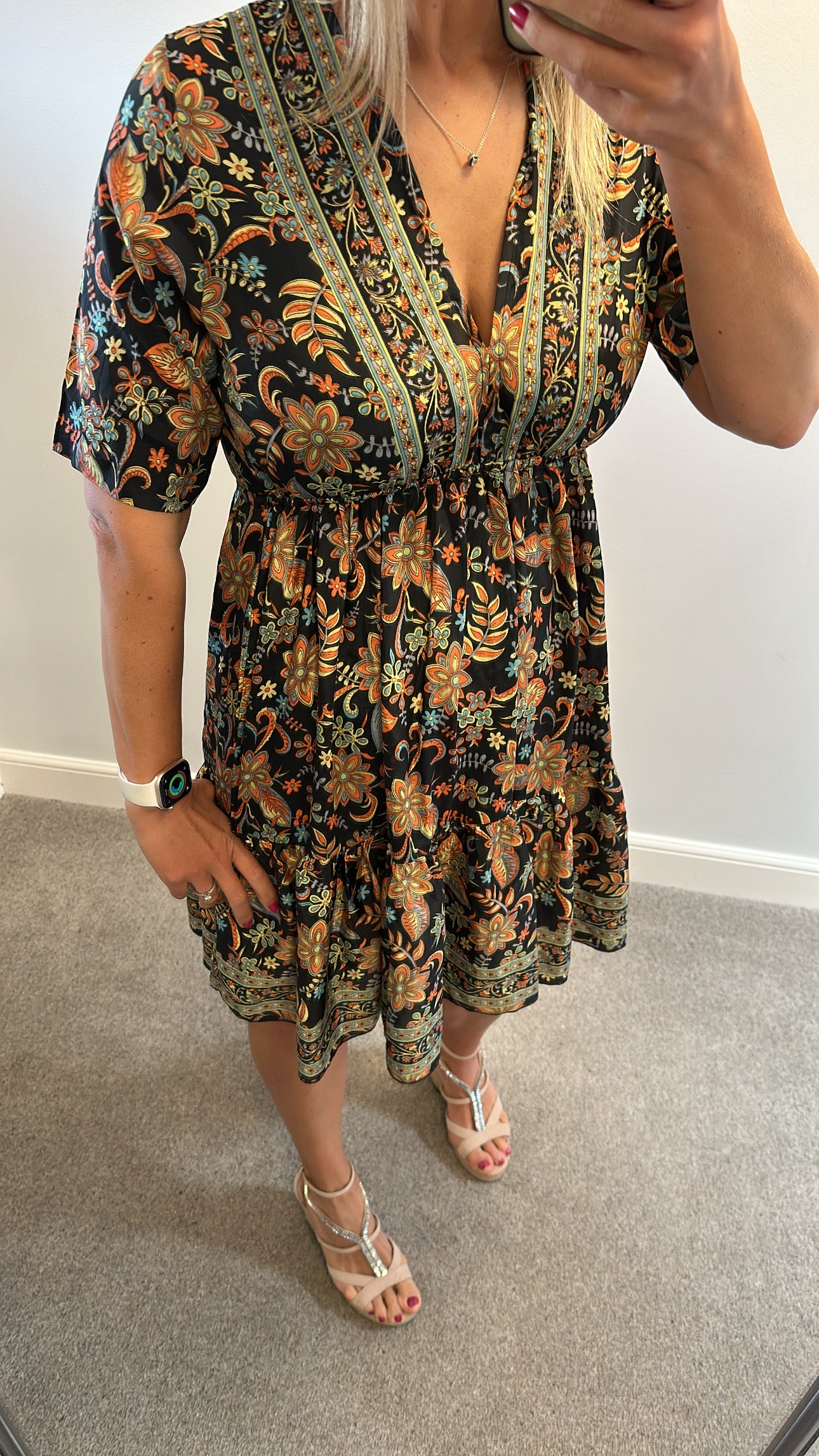 Made with love Black floral dress one size fitting upto size 14