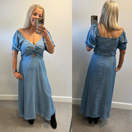 Love & roses denim style twist dress size 14 brand new with tags