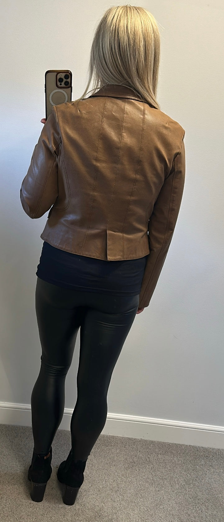 Wallace Sacks Vintage Brown 100% leather jacket small size 14