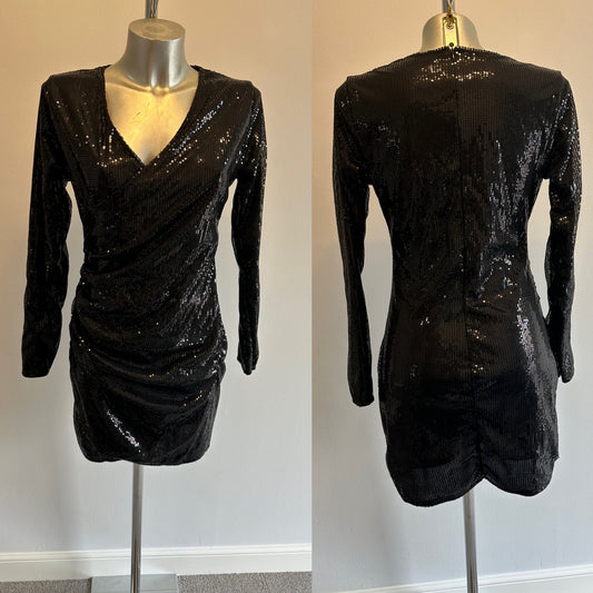 Black sequin mini dress size 8-10