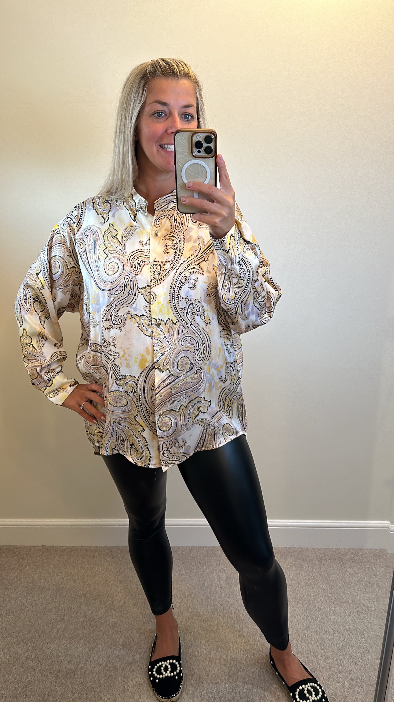 River island silk style paisley shirt size 14