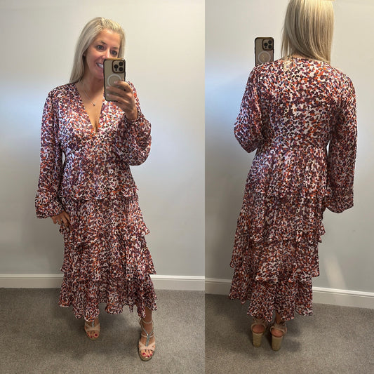Pretty Lavish Ashton tiered ruffle midi dress size 16