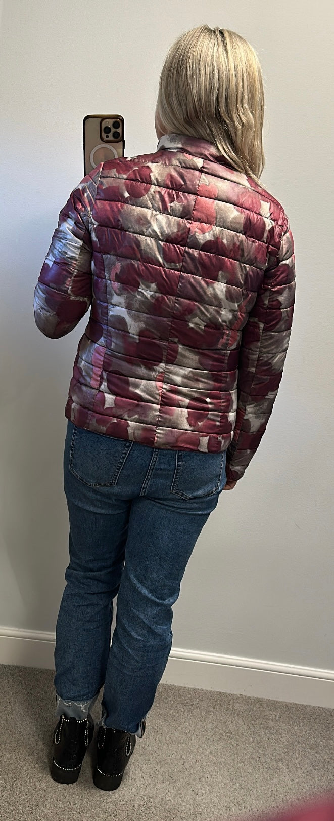 Barbara Lebek reversible burgundy floral jacket size 12