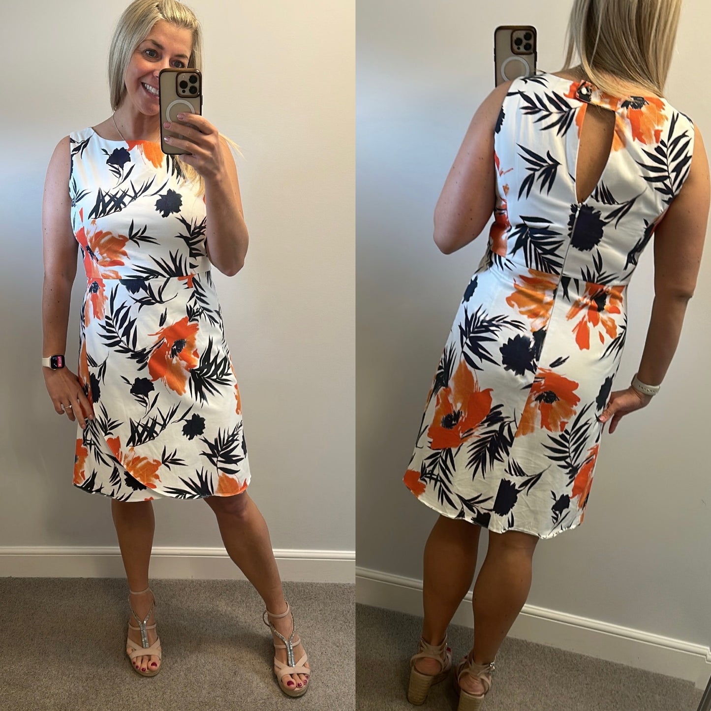 Phase eight white floral dress size 14