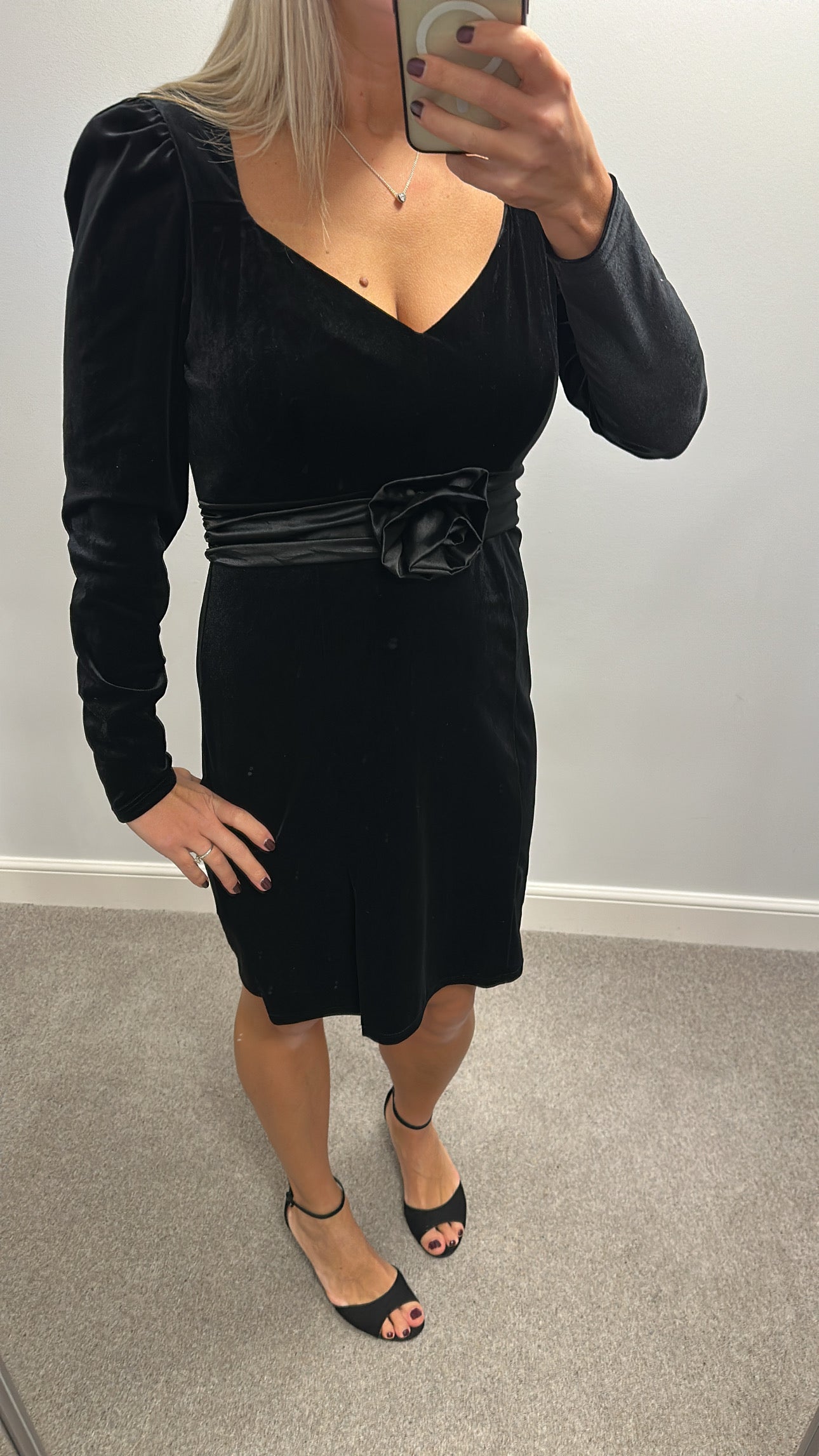 Monsoon black velvet dress size 10