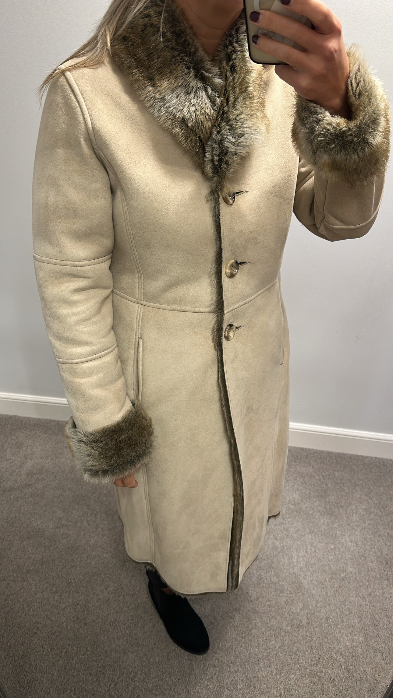 Next cream faux fur lining jacket size 12