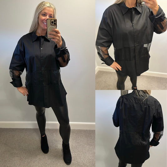 Zara Black sheer shirt size XL would fit upto size 18 brand new with tags