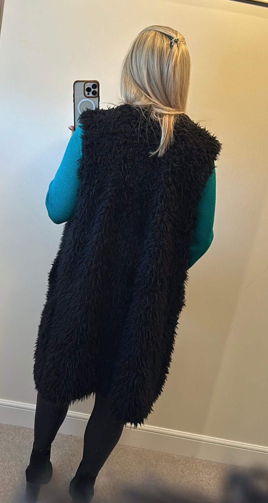 Cosy black gilet one size fitting upto size 20