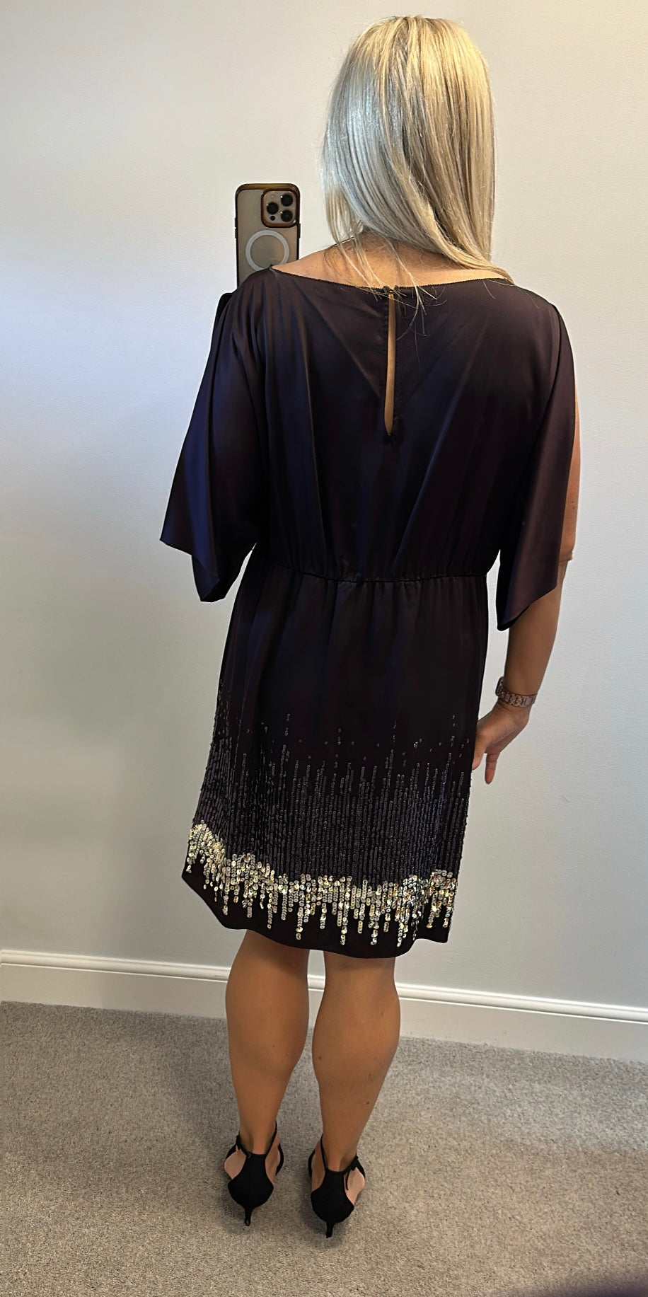 Monsoon Deep purple sequin dress size 16