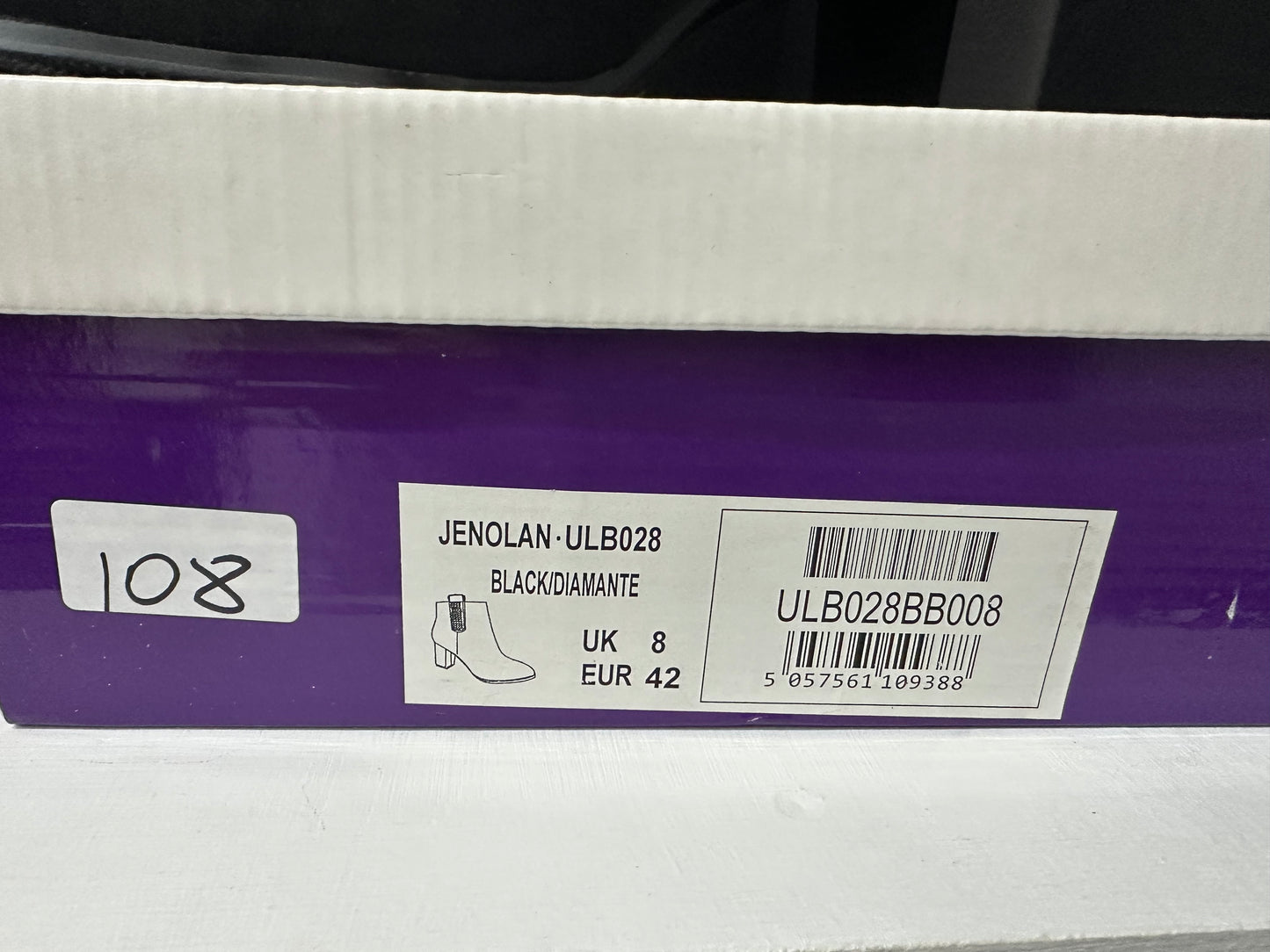 Lotus black diamanté chunky heel boots size 8