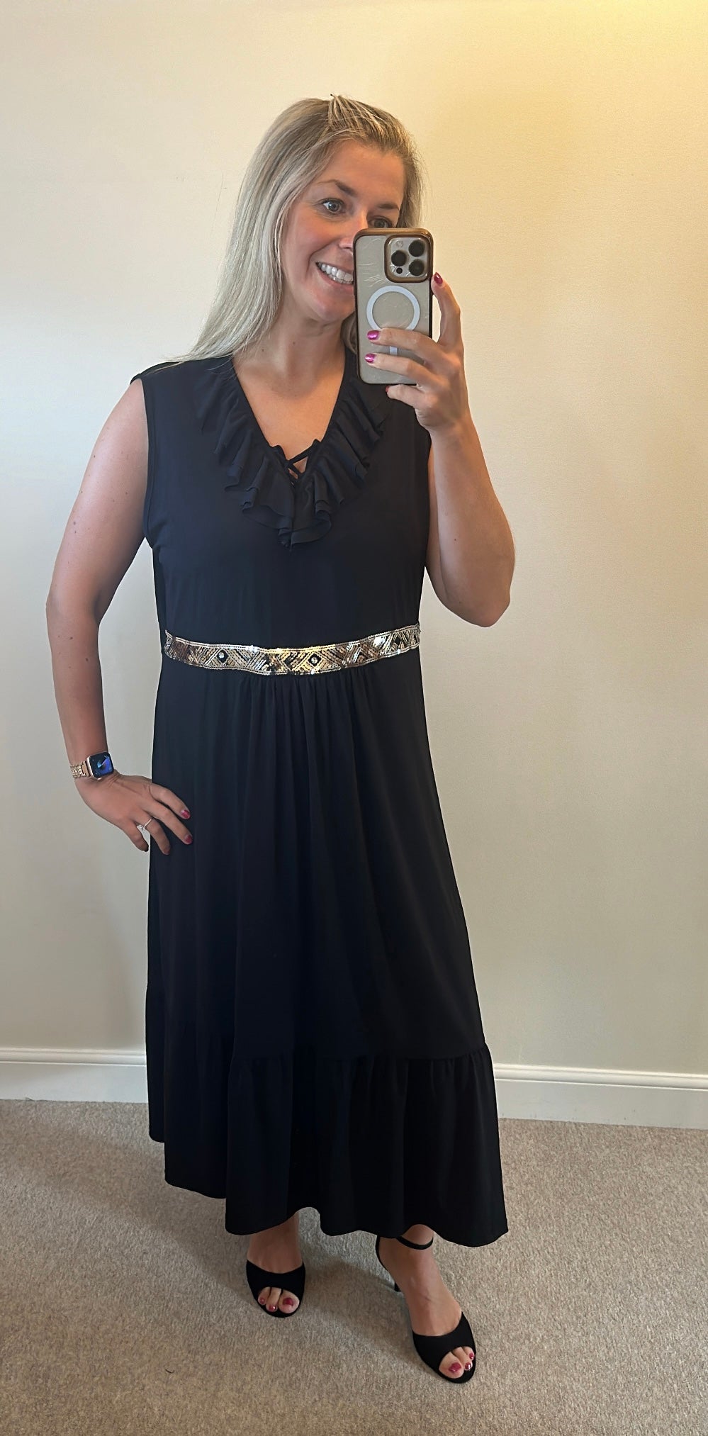 Joanna hope black sequin dress size 20