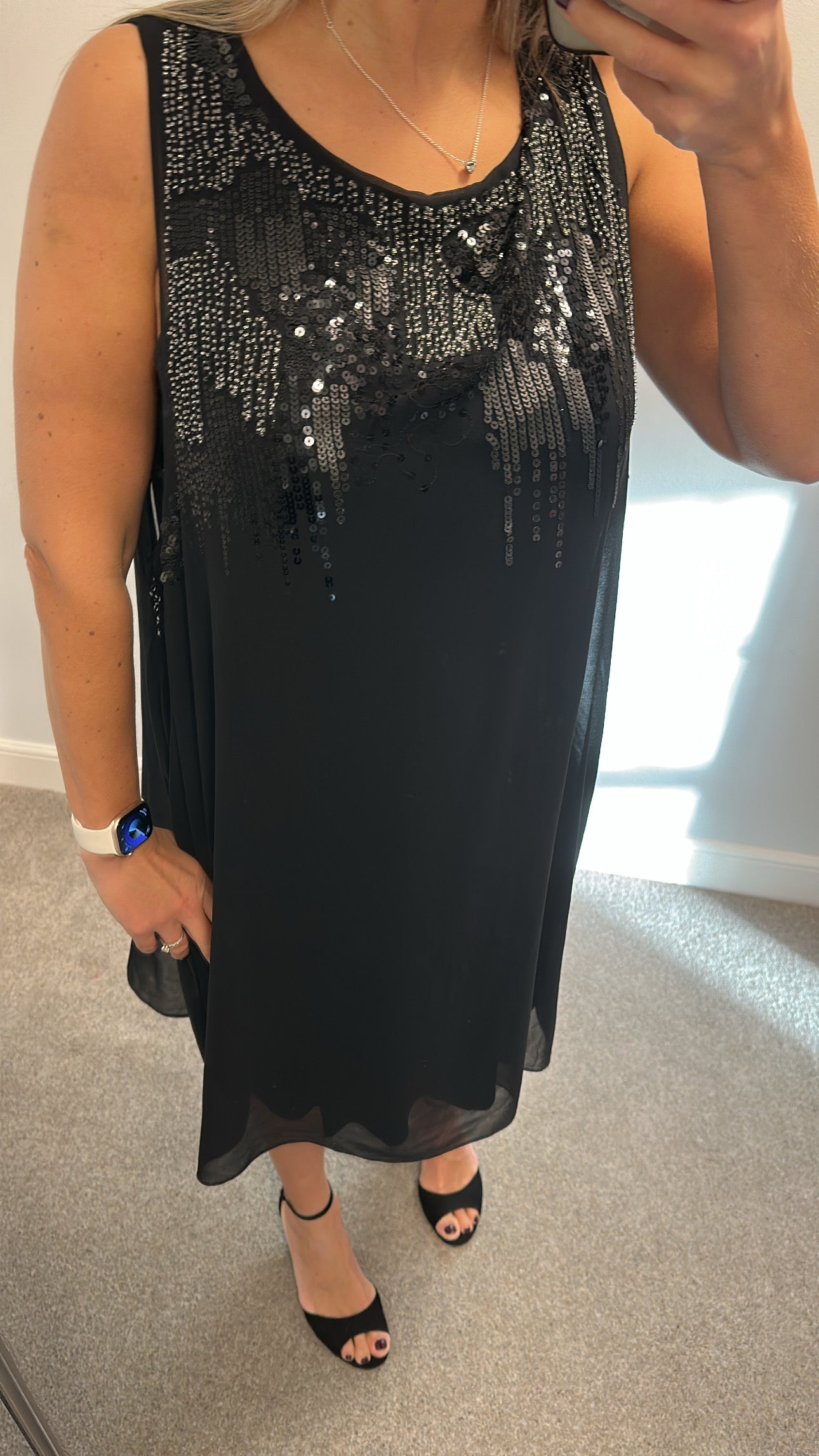 Wallis Black beaded embellished dress size 20
