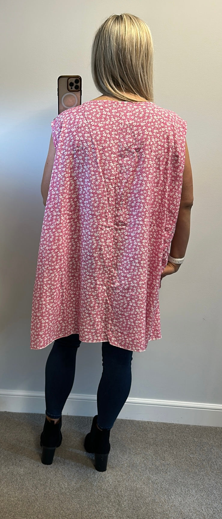 Pink floral print top one size  would fit up to size 24