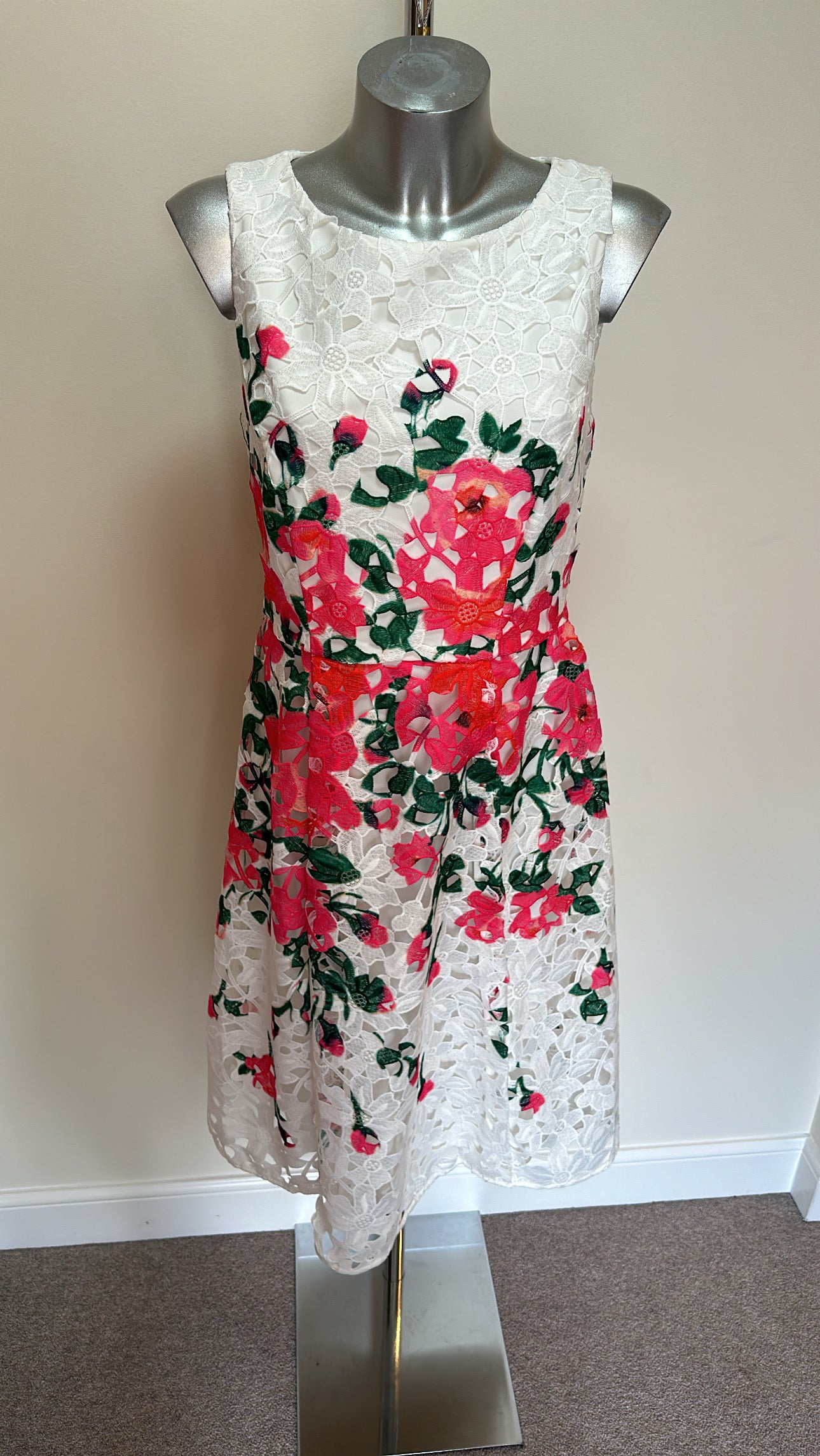 Phase eight white floral lace dress size 12