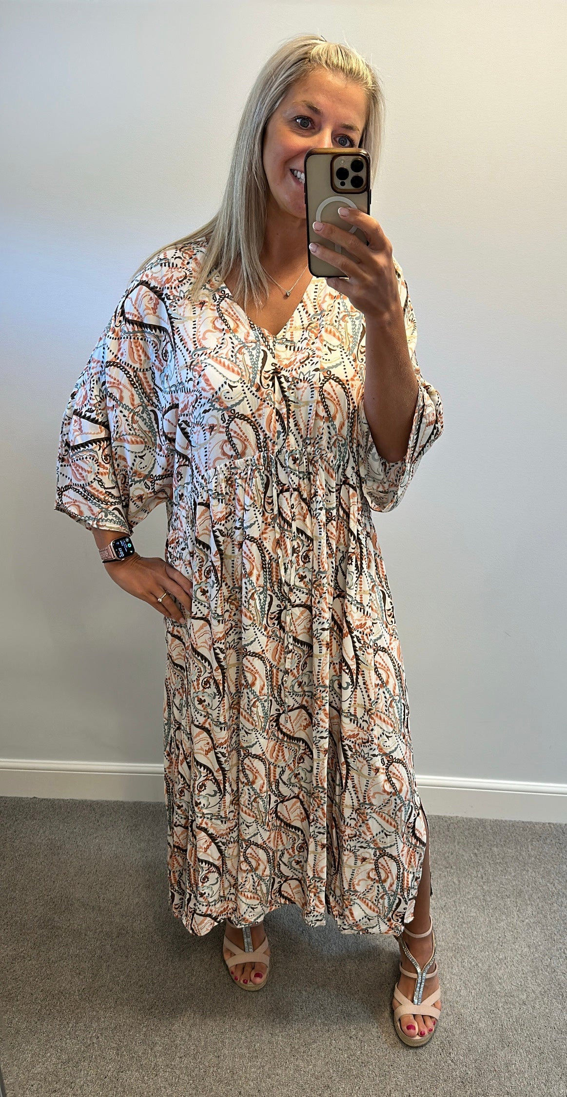 Soya concept off white print dress size XL would fit upto size 20
