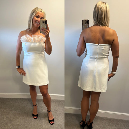 French connection white organza strapless dress size 14 brand-new with tags RRP £95