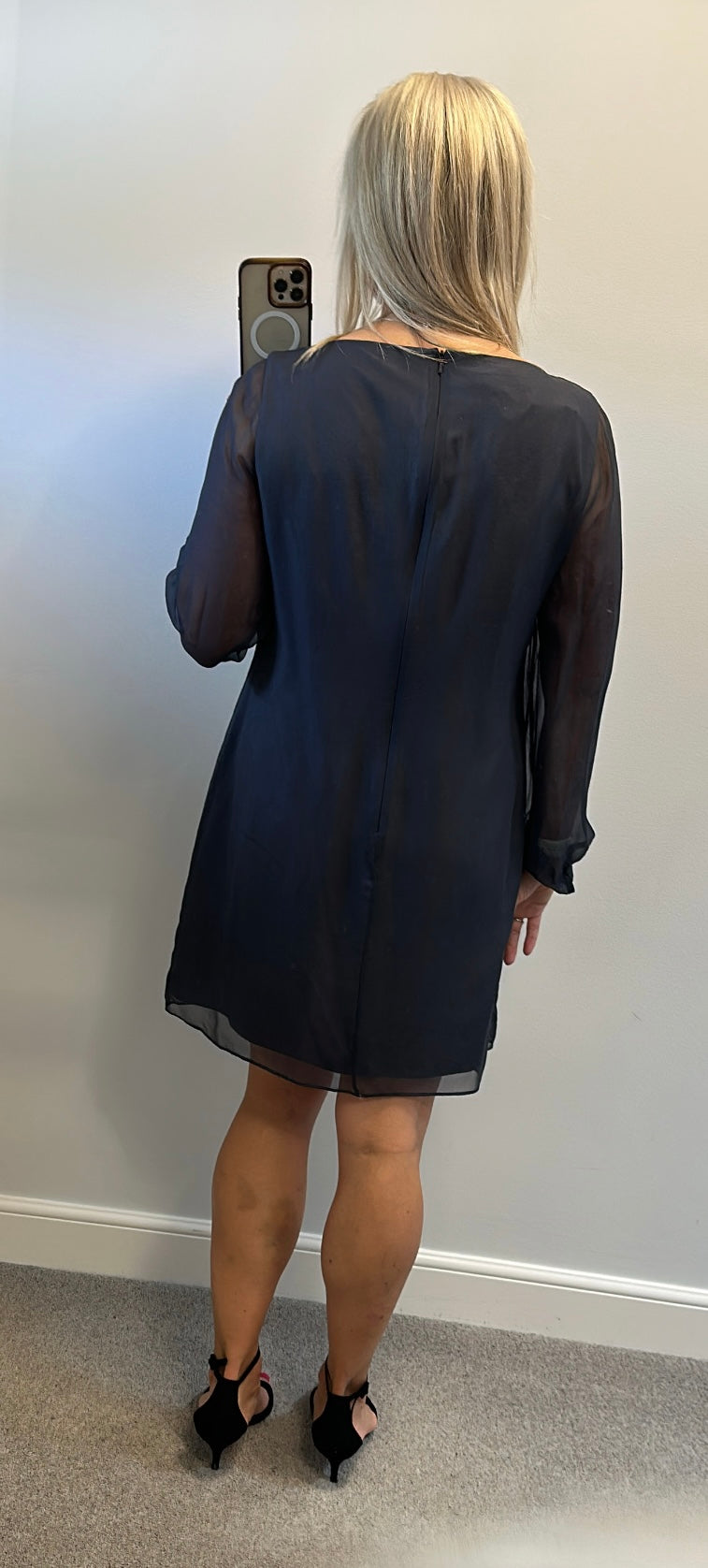 Coast grey floral embellished silk dress size 16