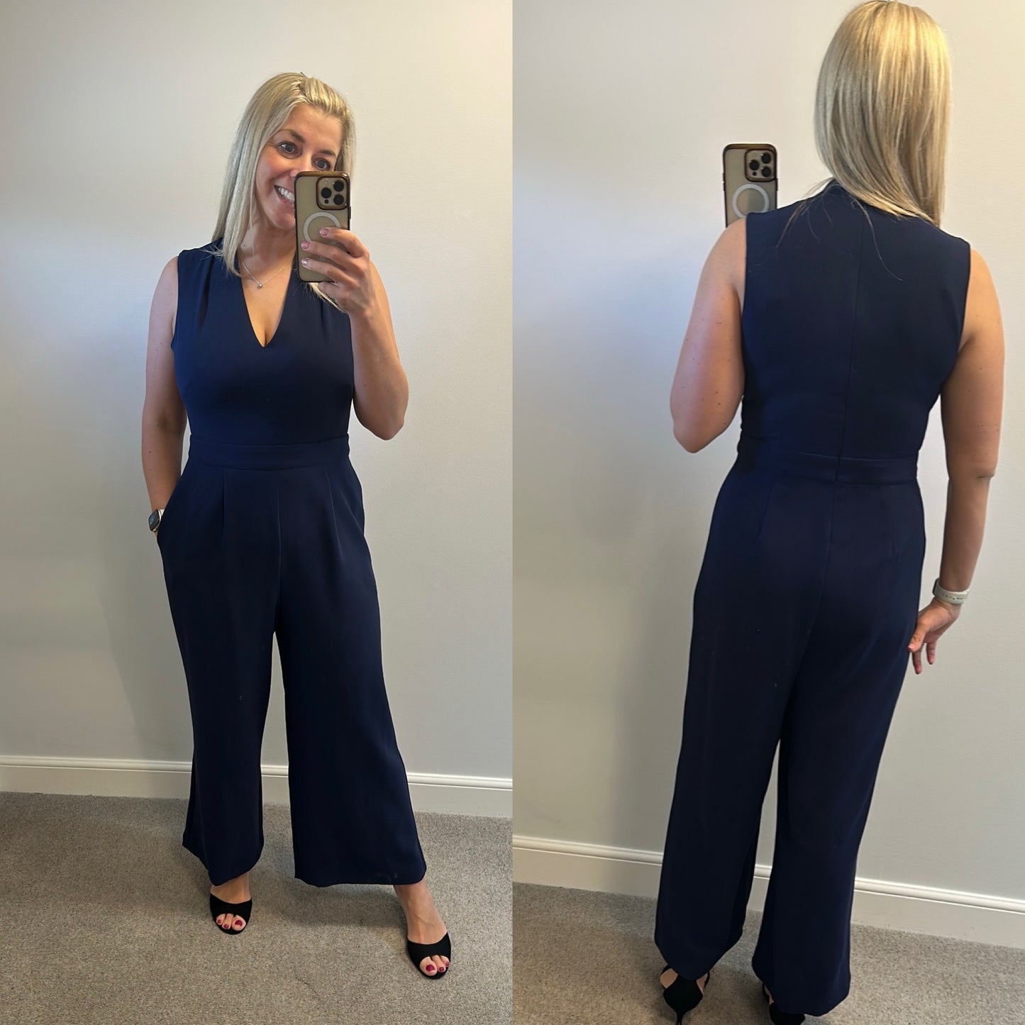 Fenn Wright Manson navy jumpsuit with pockets size 14