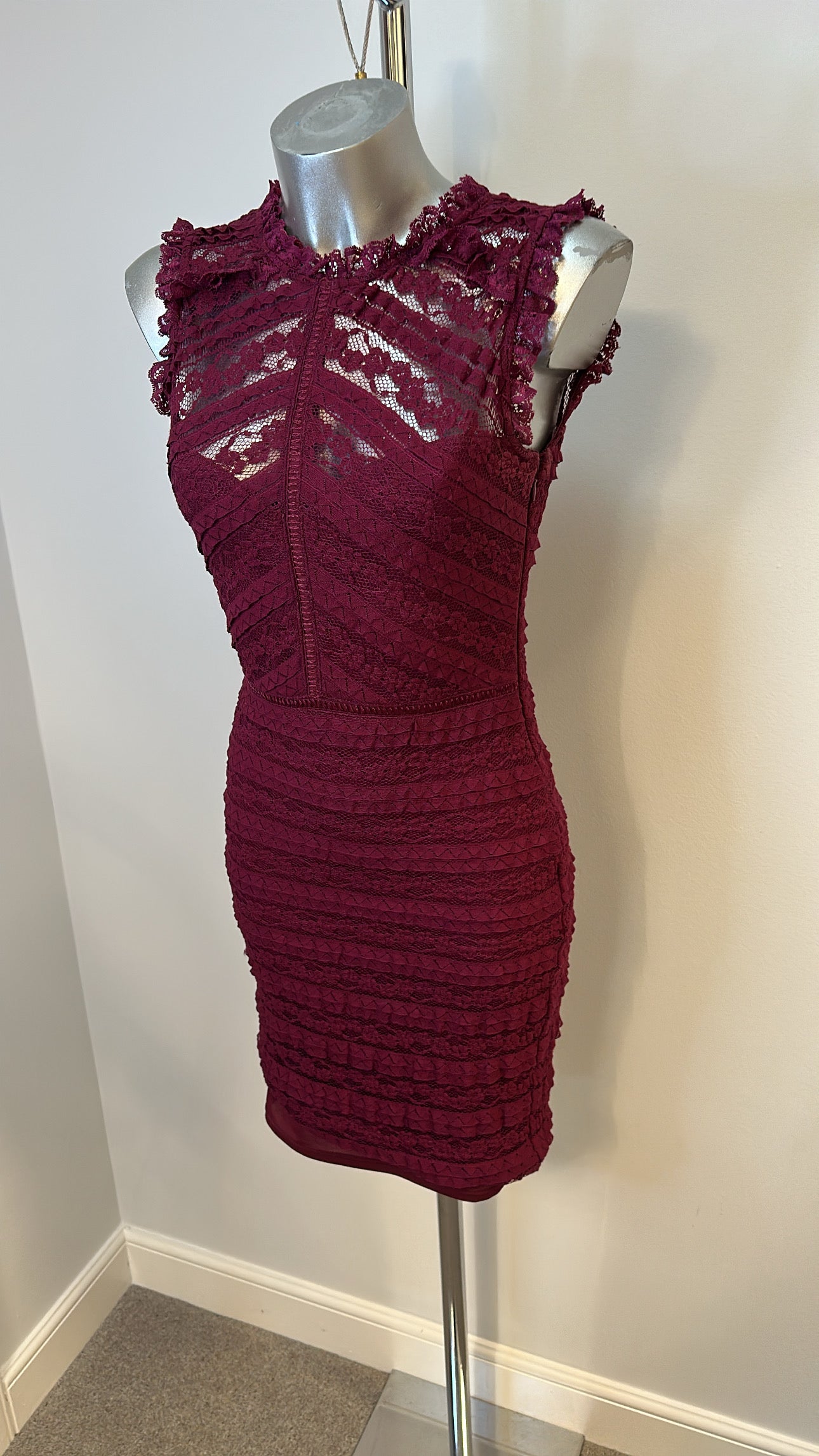 Lipsy burgundy lace dress size 10