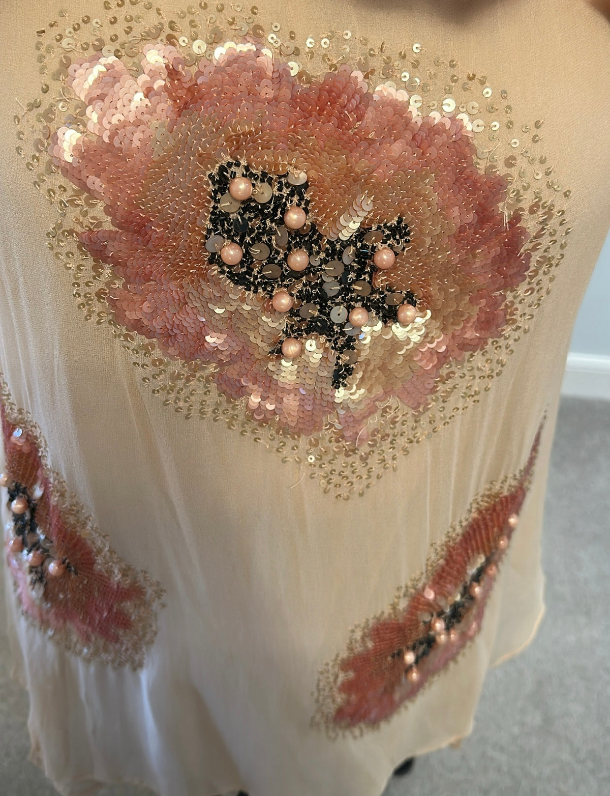 Peruna Peach embellished pure silk top size 16