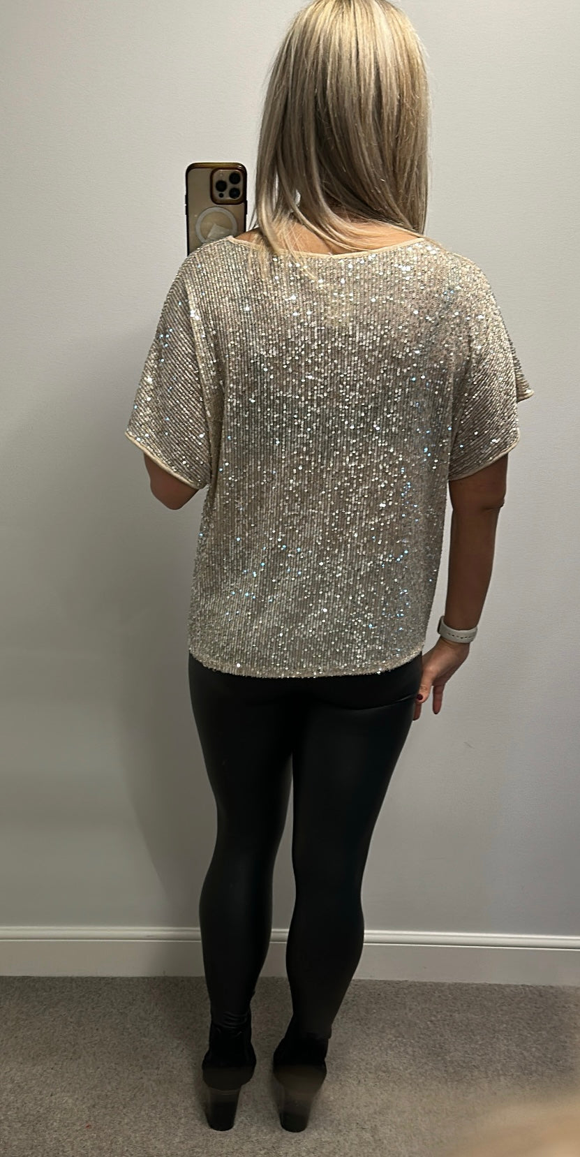 Gold sequin top one size fitting upto size 16