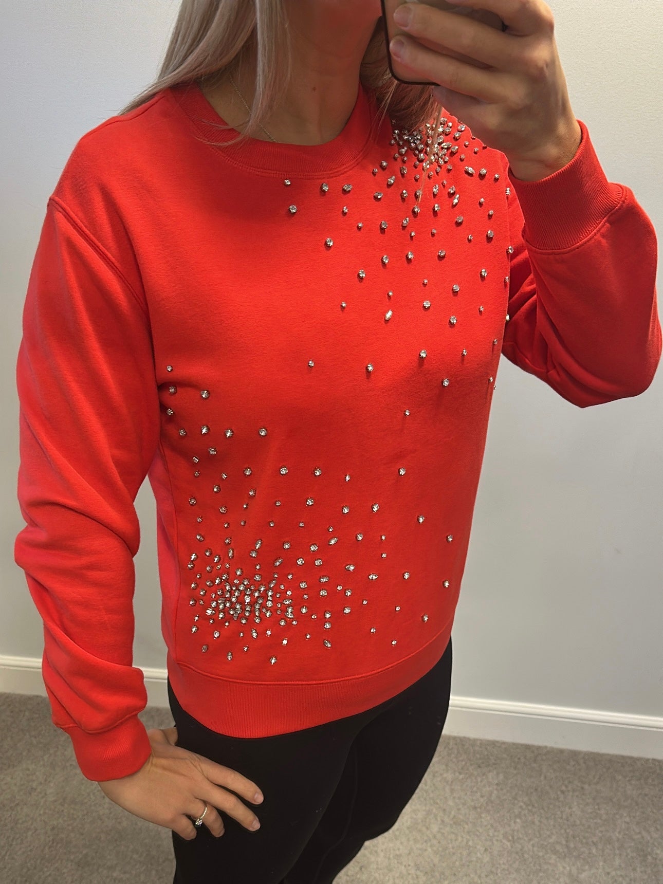 M&S red embellished jumper size S would fit upto size 12